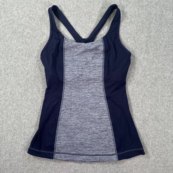 Lululemon Get Fit Tank Top Women's 4 Navy Blue Adjustable Bra Racerback Active - Picture 1 of 8